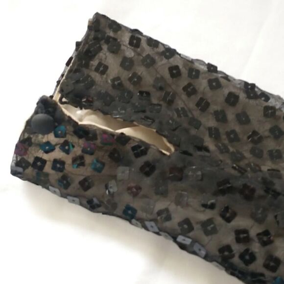 Vtg 60s Cocktail Dress Avant Garde Gilberts For Tally 10 M Satin Sequins Black - Picture 12 of 16